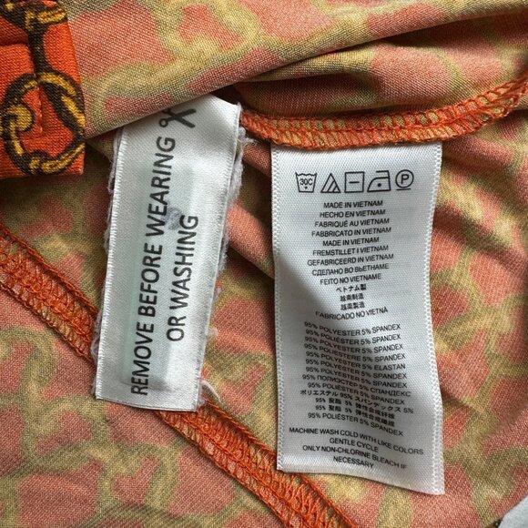 Michael Kors Fitted Orange Chainlink Print Shirt Dress XXS - Picture 9 of 10
